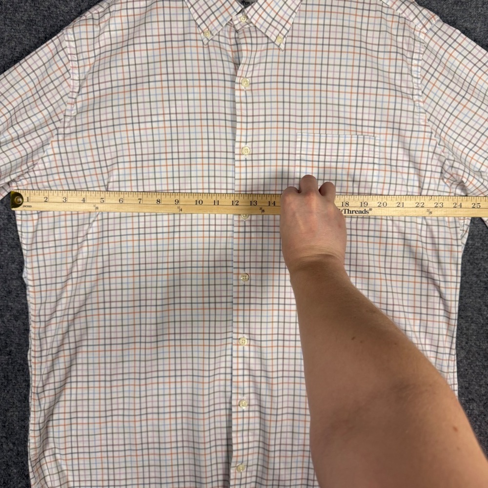 Peter Millar Performance Button Down Men Mens XL White Plaid Stretch Long Sleeve - Picture 10 of 12